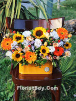 باکس گل آفتاب گردان و داوودی قرمز