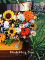 باکس گل آفتاب گردان و داوودی قرمز